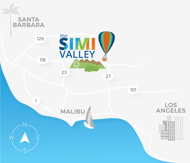 A map showing the location of the simi valley.