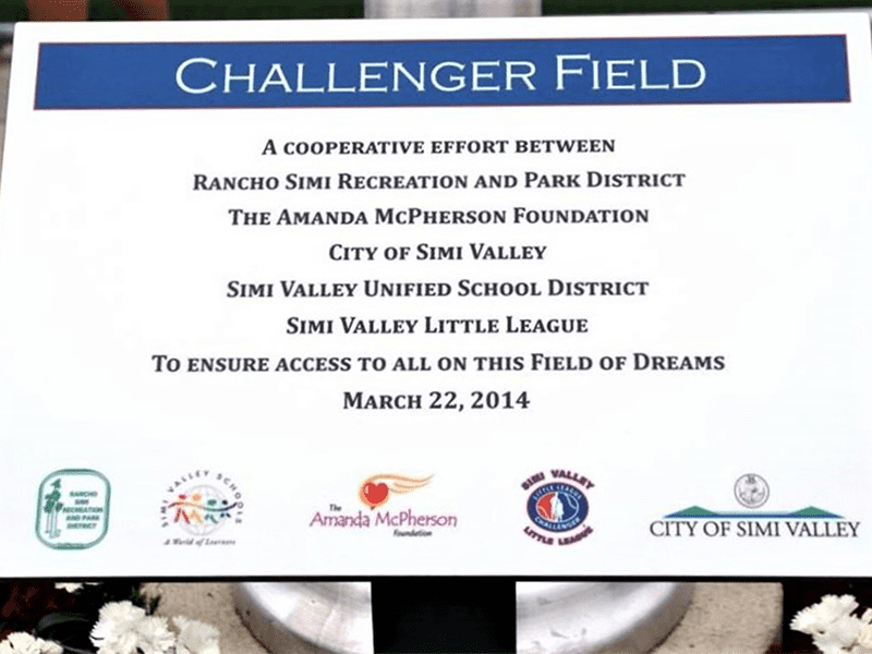 Challenger Field sign