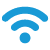 A blue wi-fi icon on a white background.
