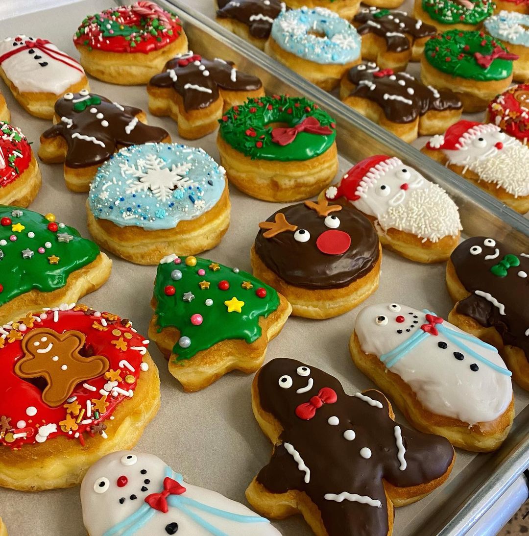 Christmas decorated donuts from Donut Queen in Simi Valley