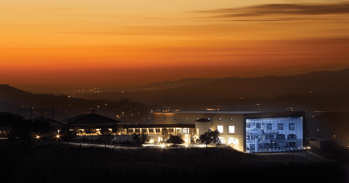 View of the Ronald Reagan Library at sunset