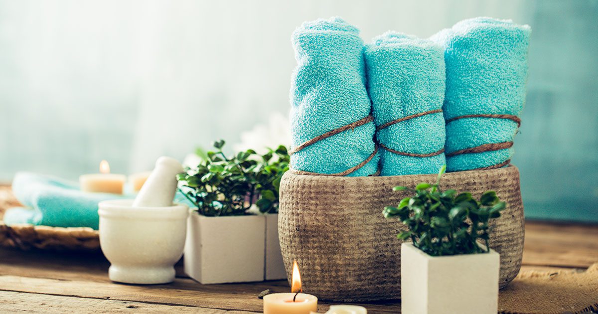 Image of towel in a spa setting