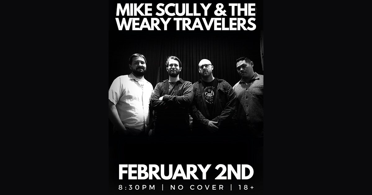 Mike Sully & the Weary Travelers flyer for performance at Harley's Bowl in Simi Valley