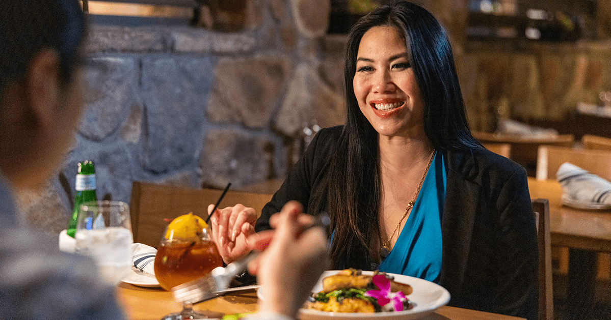 Couple dining in cozy ambiance at the top-rated Simi Valley restaurant, MB Grille