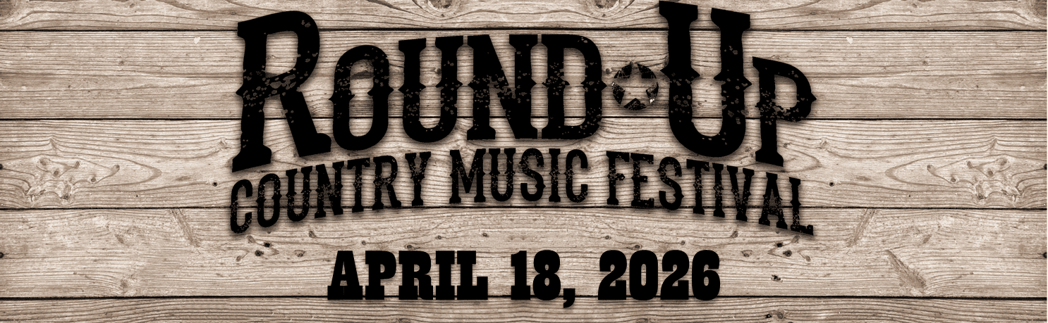 Festival poster with event details and rustic wooden background.