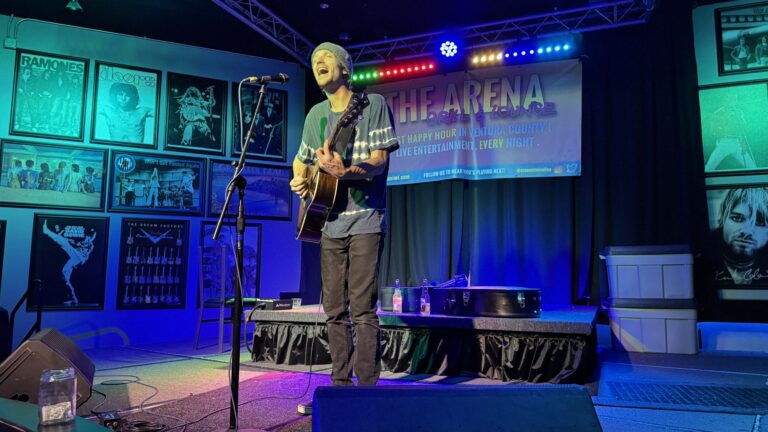 Performer singing on stage during live music event in Simi Valley.