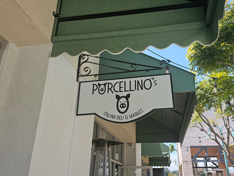 Exterior view of Porcellino's Italian deli and market in Simi Valley.