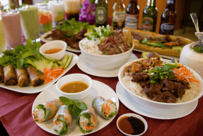 Delicious Vietnamese spring rolls and flavorful dishes at Bamboo Cafe in Simi Valley.