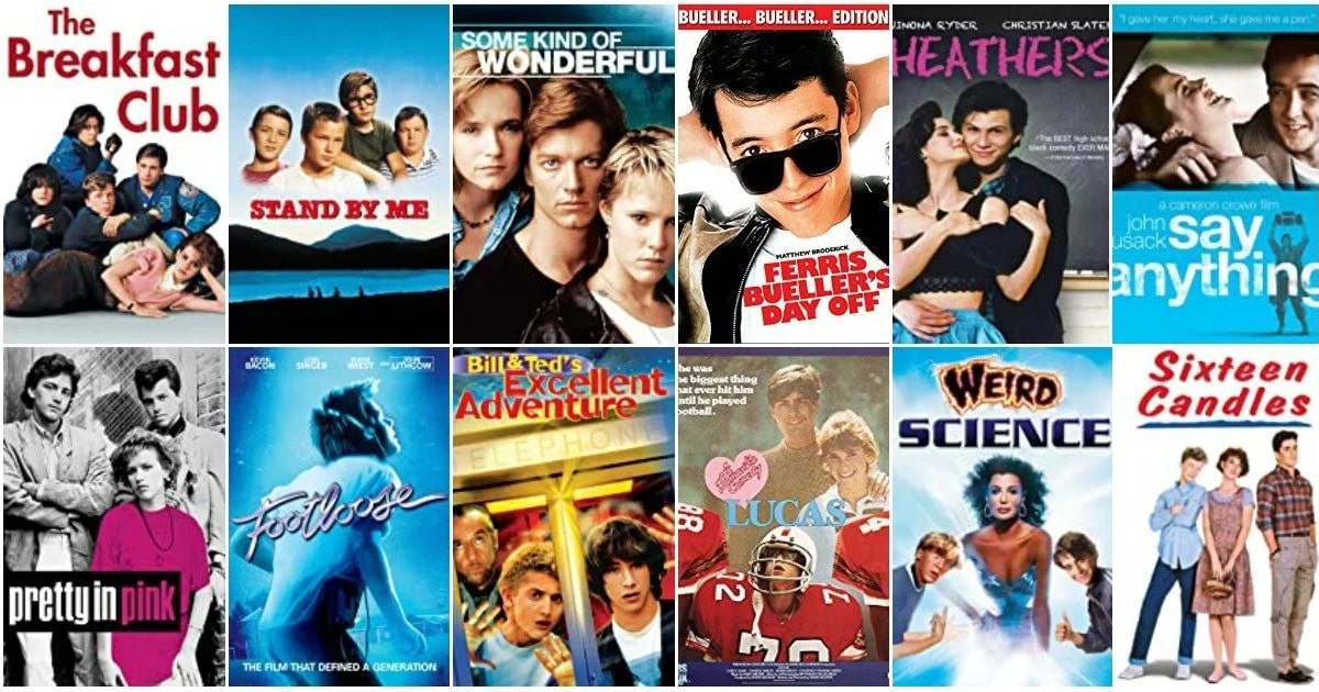 Collection of classic 80's movie posters for a themed night in Simi Valley.